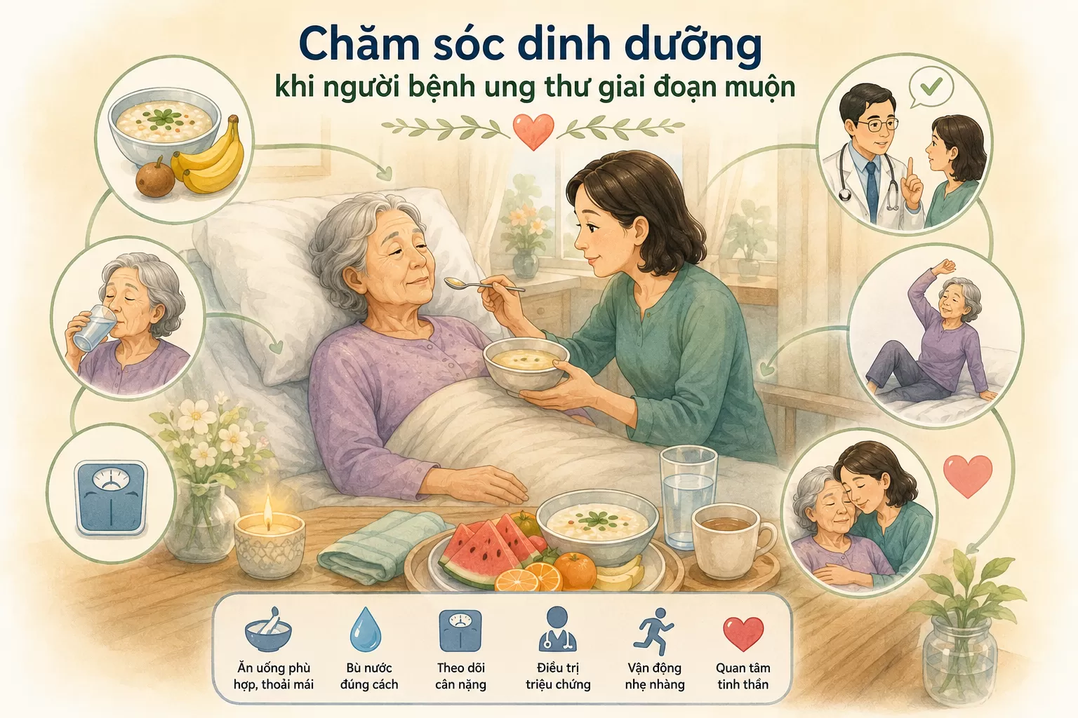 Chăm sóc dinh dưỡng khi người bệnh ung thư giai đoạn muộn